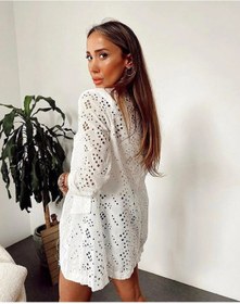 Resim CNG MODA Kadın Güpürlü Ekru Blazer Yazlık Ceket 