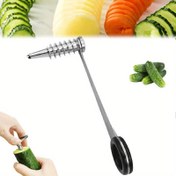 Resim 1 Adet Piranha Spiral Kesici - Patates, Salatalık, Havuçlar için Paslanmaz Çelik Manuel Sebze Spiralli Ayırıcı - Yaratıcı Salata, Sarmalar & Sağlıklı Beslenme için Kolay El ile Çalışan Mutfak Aracı, Metal Yapılı Sebzeli Dilimleyici, Salata Hazırlama, Rahat Tutma Sapı 