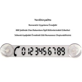 Resim Cama Vantuzlu Oto Araç İçi Telefon Numaratör,telefon No Gösterici , Beyaz-siyah Ydnmr025 