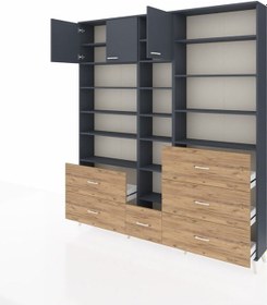 Resim Arges Dolap 17 Raflı 6 Çekmeceli 3 Kapaklı 220x30x243 Antrasit-antrasit/çam Antrasıt/atlas Çam 