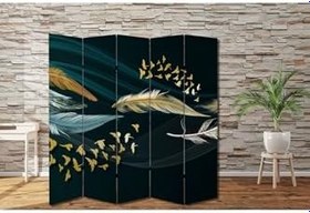 Resim Tüy ve Kuşlar Temalı Özel Tasarım Paravan Room Divider Oda Bölücü PRVN-1310-1, 220 x 180 