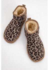 Resim Luvishoes Luvi Shoes Zaz Kum Desenli Hakiki Deri Kadın Bilekte Bot Kum Rengi 