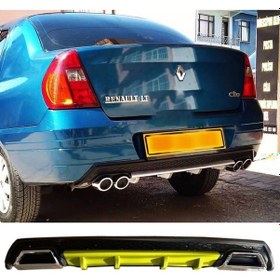 Resim Renault Clio 2 Sedan Sarı Difüzör Çiftli Kare Egzoz Görünümlü D Tip Difizör 