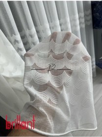 Resim Tül Perde Brillant Marka Dantel Raphael Enine Hizalı Ay Model Ekru 