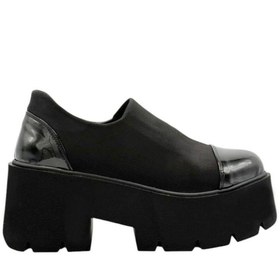 Resim Moulin Shoes Siyah Dalgıç Kumaş Yüksek Taban Dalgıç Kumaş Kadın Makosen Ayakkabı 