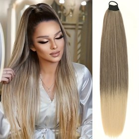 Resim MERISIHAIR 60.96 cm Düz Sentetik At Kuyruğu Uzatma Elastik Bant ile - Blonde Ombre, Yüksek Sıcaklık Elyaf, Kadınlar için Şık Günlük Giyim, At Kuyruğu Saç Aksesuarı | Moda At Kuyruğu | Yüksek Kaliteli At Kuyruğu 