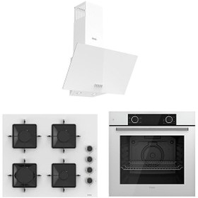 Resim Beyaz Cam Ankastre Set D087 - SS206 Kare - XE61CB 