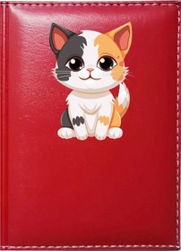 Resim Promosyon Denizi Sevimli Kedi 1 Görselli Kırmızı Ruhsat Kabı 