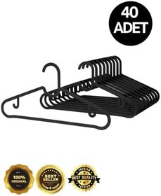 Resim Elbise Askısı Fular Askısı Gömlek Tişört Askısı Kırılmaz 40 Adet Set Siyah 