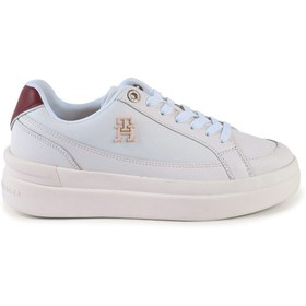 Resim Tommy Hilfiger Kadın Marka Logolu Düz Taban Kaydırmaz Günlük Kullanım Beyaz Sneaker FW0FW07568-YBH 