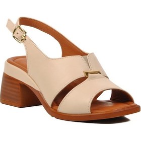 Resim Venüs 2311510y Bej Hakiki Deri Kadın Topuklu Sandalet 001 