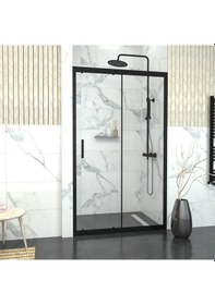 Resim Tekno Duş Black Capello 6mm Şeffaf Cam 1 Sabit 1 Sürgü İki Duvar Arası Duşakabin Şeffaf 