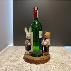 Resim Tavşan Ve Ayı Şaraplık Şişe Tutucu 
