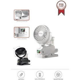 Resim Torima F-14 Beyaz Dijital Ekranlı Şarjlı Su Kapasiteli Mini Masa Fan Vantilatör 
