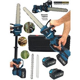 Resim Germany Style Kömürsüz Motor Otomatik Yağlama Kendinden Teleskopik Şarjlı Dal Budama Testeresi Makinesi 