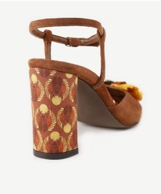 Resim Yargıcı Rafya Aksesuar Detaylı Topuklu Sandalet Kiremit 