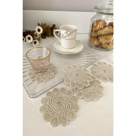 Resim Emtory Home Dubai Model | 6 Adet Fincan Yanı Sunum Peçetesi - Gold Kokteyl Peçetesi 