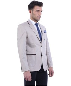 Resim Çift Düğmeli Cepli Erkek Krem Ceket- Wessi Krem 