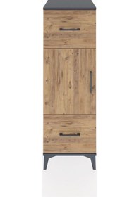 Resim Hyperion Dolap 2 Raflı 2 Çekmeceli Tek Kapaklı 44x44x134 Antrasit-çam Antrasit 