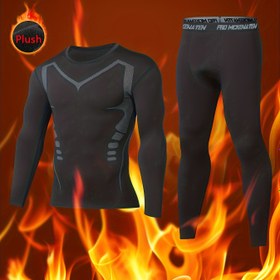 Resim Koşu, Yoga, Antrenman, Yürüyüş, Basketbol, Spor Salonu için mükemmel, Kış Sıcaklığı İçin Esansiyel Olan 2 Parça Erkek Bilim Kurgu Tarzı Uzun Kollu Termal Spor Alt Takım, Peluş Sıcak Takım 