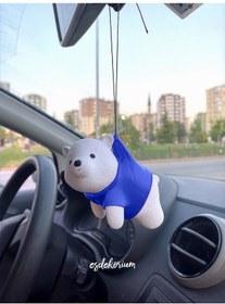 Resim Sevimli Ayıcık Dikiz Aynası Süsü - Araç Aksesuar - Oto Aksesuar Mavi 