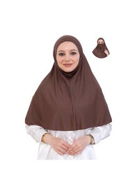 Resim Modish Group Hazır Başörtüsü Pratik İslami Giyim Penye Peçeli Türban Namaz İçin Yumuşak Eşarp Kahverengi 