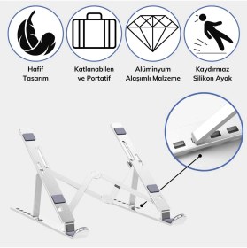 Resim Hype Store Buffer® Ayarlanabilir Dizüstü Bilgisayar Destek Tabanı Tamamen Katlanabilir Taşınabilir Laptop Yükse 
