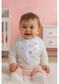 Resim Çift Katlı Çıtçıt Kapamalı Pamuk Bebek Fular Önlük Pembe 
