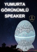 Resim AyrStore Dinozor Yumurtası Gece Masa Lambası Bluetooth Hoparlör 14 Renk Seçeneği 