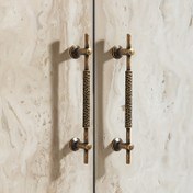 Resim 4 Adet Vintage Çekiçli Metal Dolap Kolları - Tek Delikli T-Şekilli Mutfak & Çekmece Kolları, Antika Çinko Alaşım Donanımı Dolaplar ve Çekmeceler İçin, Mutfak Dolabı Donanımı | Çekiçli Metal Bitiş | Dokulu Tutuş Yüzeyi, Dolap Düğmeleri ve Kolları 