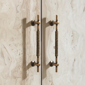 Resim 4 Adet Vintage Çekiçli Metal Dolap Kolları - Tek Delikli T-Şekilli Mutfak & Çekmece Kolları, Antika Çinko Alaşım Donanımı Dolaplar ve Çekmeceler İçin, Mutfak Dolabı Donanımı | Çekiçli Metal Bitiş | Dokulu Tutuş Yüzeyi, Dolap Düğmeleri ve Kolları 