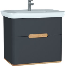 Resim VitrA Sento 60836 Lavabo Dolabı, Çift Çekmeceli, 80 cm, Mat Antrasit 