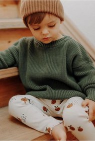 Resim Meriç bebe Unisex Bebek Çocuk Bisiklet Yaka Extra Esnek Haki Triko Kazak 