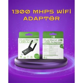 Resim Mey Ithalat® Yüksek Hızlı 1200 Mbps Çift Bant USB Wifi Adaptör - Güçlü Sinyal, Geniş Uy 