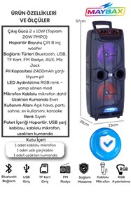 Resim OWWOTECH A Bass Usb Fm Bt Kablolu Mikrofon Rgb Led Toplantı Parti Eğlence Ses Sistemi 