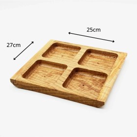 Resim Wood Provence Ahşap Kare 4 Gözlü Kahvaltılık Ve Çerez Tabağı Zeytin Ağacı 25 Cm 
