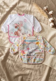 Resim Babydonat 2'li Sıvı Geçirmez Uzun Kollu Mama Önlüğü Seti 6-24 Ay - Blw Uyumlu, Kırıntı Cepli, Yumuşak Dokulu T 