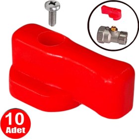 Resim Alet Çantam Kırmızı Plastik Mini Küresel Vana Başlığı Kollektör Kolu Ara Musluk Kelebek Başı -10 Adet 