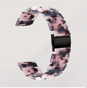 Resim Cloud011 Erkek Ve Kadın Kırmızı Gri Çiçek 22mm Reçineli Hafif Saat Kayışı Düğmeli Klasp 