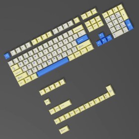 Resim Leaven Mekanik Klavye Pbt Çift Baskı Keycap Seti Beyaz Sarı Mavi 128 Tuşlu Keycap 