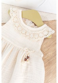 Resim Babymod Dantelli Güpür Yakalı Yazlık Askılı Kız Bebek Elbise 001 