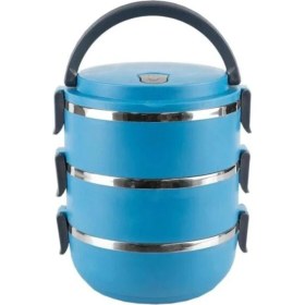 Resim Freshbox Mavi 3 Katlı Sızdırmaz Yemek Termosu Sefer Tası Saklama Kabı 2,25 Litre 