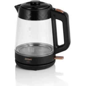 Resim Arzum AR3101 Gusto Cam Çay Makinesi 1900 W, 0.9 L Demlik Kapasitesi, Siyah 