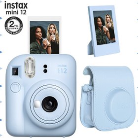 Resim Fujifilm Instax Mini 12 Beyaz Fotoğraf Makinesi - Çerçeve ve Deri Kılıf Seti 
