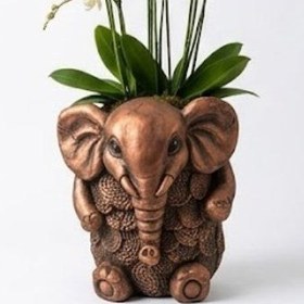 Resim Elephant Planter Vase, Decorative Flower Pot, Polyester Elephant Sculpture, Animal Decor - Object-13 