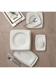 Resim G&38uumlral Caroline 54 Parça 12 Kişilik Kare Yemek Takımı Gümüş Yaldız 220 Diğer 