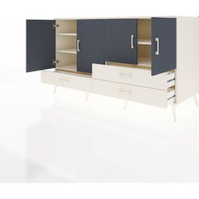 Resim Kronos Konsol 5 Raflı 3 Çekmeceli 4 Kapaklı 176x59x99 Aytaşı-antr Aytaşı-antrasit/aytaşı 