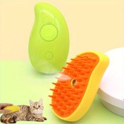 Resim USB Şarj Edilebilir Kendi Kendini Temizleyen Buharlı Kedi Fırçası - Tarama ve Gevşek Kürk Çıkarma, Kediler ve Köpekler için Silikon Masaj Tarak, Düşük Voltajlı Evcil Hayvan Bakım Aracı, Evcil Hayvan Bakım Fırçası | Canlı Kedi Fırçası | Nazik Masaj Tarak 