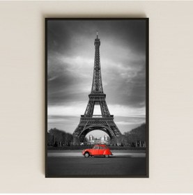 Resim Kırmızı Vosvos Ve Eyfel Kulesi Temalı Şeffaf Pleksi Tablo 
