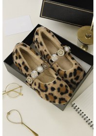 Resim Zera Home Kadın Ev Babeti Kışlık İçi Yünlü Ev Ayakkabısı Panduf Leopar 